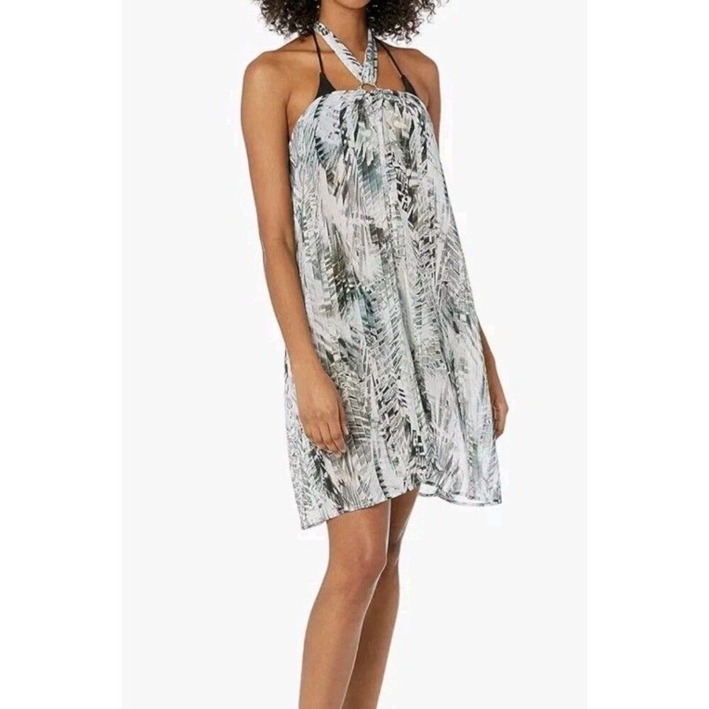 NWT Kenneth Cole Keyhole Halter Swimsuit Cover Up Dress Sheer Women Size Small
